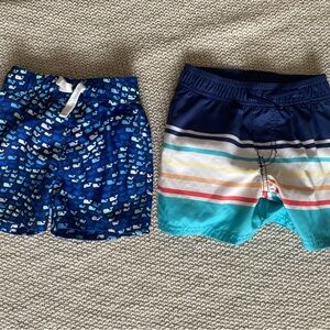Kids Blue Whale & Stripe Swim Shorts - Set of 2